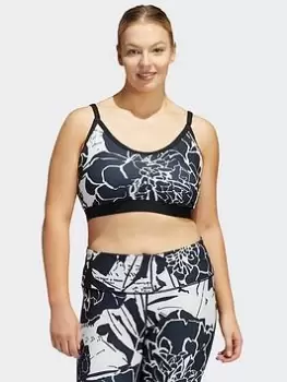 Image of adidas Light-support Flower Print Bra (plus Size), Blue, Size 2X, Women