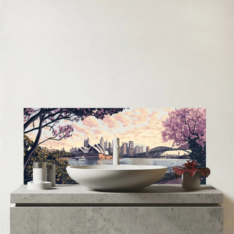 Image of Warren Reed - Designer Romantic Walk In Sydney Glass Bathroom Splashback Multicolor Unisex