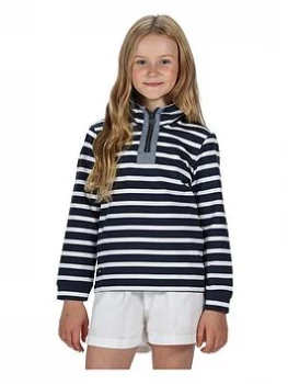 Image of Regatta Girls Benji Stripe 1/4 Zip Sweat - Navy/White