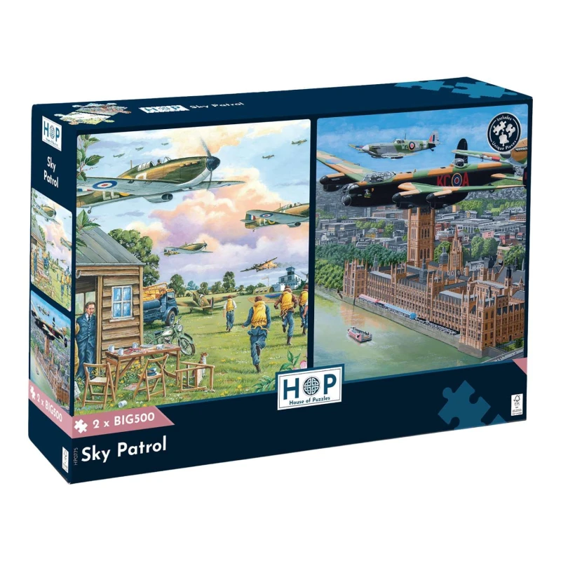 Image of The House Of Puzzles Sky Patrol - 2 x BIG 500 Piece Jigsaw Puzzles Multicolor Unisex 500 Piece