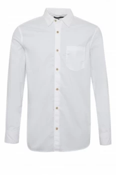 Image of Mens French Connection Garment Dyed Polin Collared Shirt White