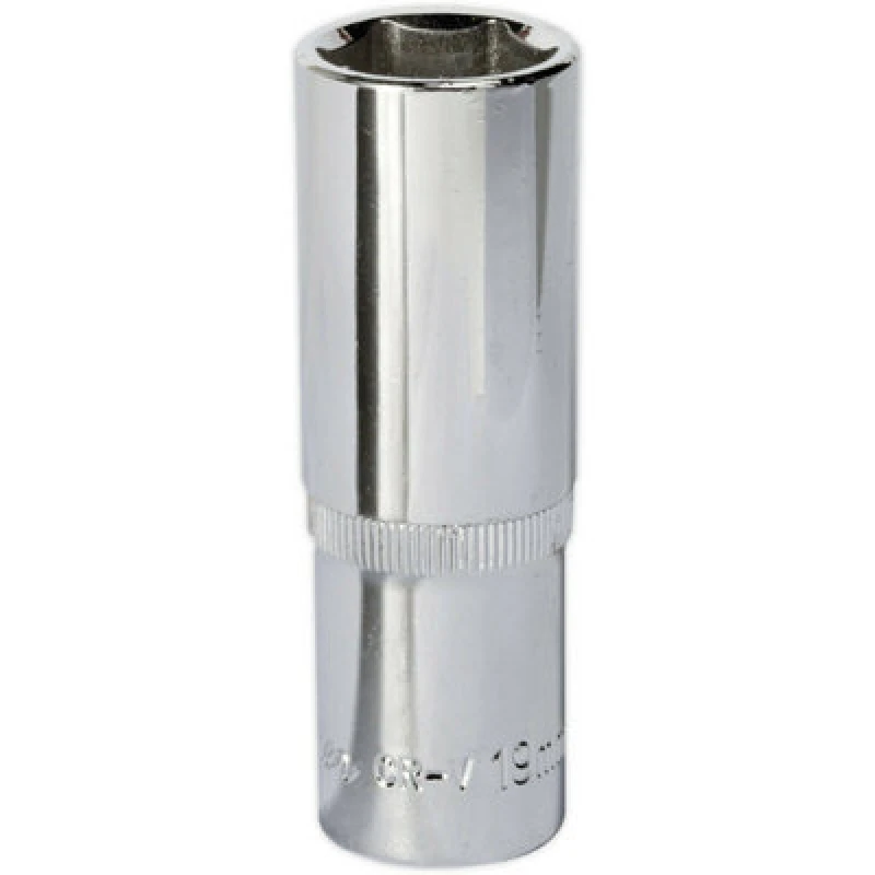 Image of Loops 19mm Forged Steel DEEP Drive Socket - 1/2" Square Drive Polished Chrome Vanadium Metallics