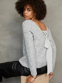 Image of Mint Velvet Boxy Tie Back Jumper - Grey