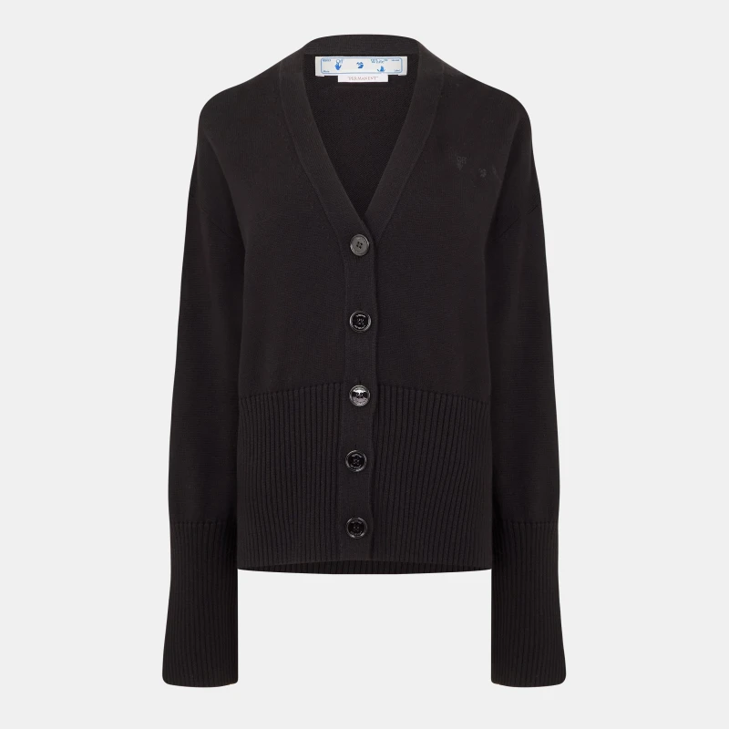 Image of Off White Womens Diagonal Stripe Knit Oversized Cardigan Black female 4 (3XS)