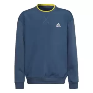 Image of adidas All SZN Fleece Sweatshirt Kids - Linen Green / Impact Yellow