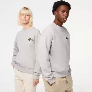 Image of Unisex Lacoste Loose Fit Crocodile Badge Sweatshirt Size 3 - S Grey Chine