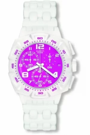 Image of Mens Swatch Pink Purity Chronograph Watch SUIW407
