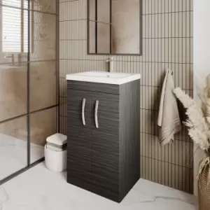 Image of Nuie - Athena Floor Standing 2-Door Vanity Unit with Basin-1 500mm Wide - Charcoal Black
