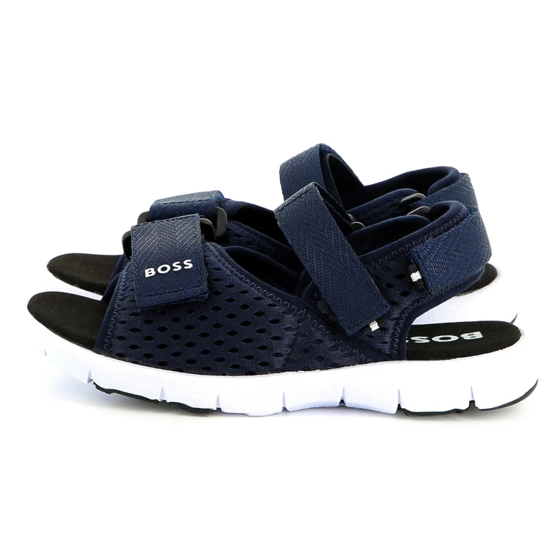 Image of Boss Kids Logo Flat Sandals Navy 249 male C10 (28)