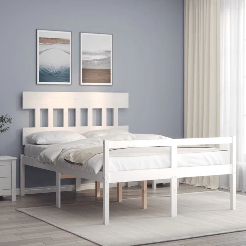 Image of JINLEFU Senior Bed without Mattress White 120x200cm Solid Wood vidaXL JRVDZX-3195412_DE