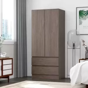 Image of Stora Modern 2 Door 2 Large Drawer Combination Wardrobe - Rustic Oak - Rustic Oak