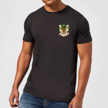Image of Looney Tunes Wile E Coyote Face Faux Pocket Mens T-Shirt - Black - 4XL - Black