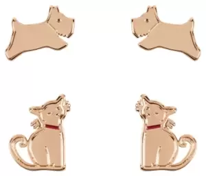 Image of Radley RYJ1280S Cat and Dog Stud Earrings Rose Jewellery