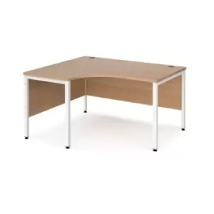 Image of Office Desk Left Hand Corner Desk 1400mm Beech Top With White Frame 1200mm Depth Maestro 25 MB14ELWHB