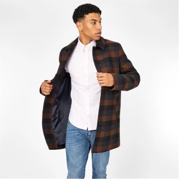 Image of Jack Wills Whitburn Check Mac With Wool - Brown