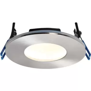 Image of Satin Nickel Recessed Bathroom Downlight - 9W Warm White LED Slim Ceiling Light