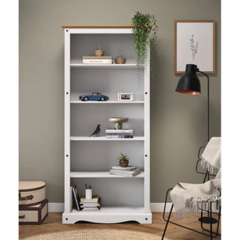Image of MERCERS FURNITURE Mercers Furniture - Corona White Large Bookcase Tall 5 Shelf WHTWAX98