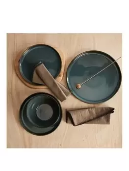 Image of Waterside Reactive Glaze Green 12 Piece Dinner Set