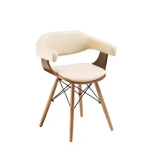 Image of Leather Effect Beech Wood Legs Chair Red