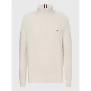 Image of Tommy Hilfiger Structure Zip Mock - White