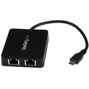 Image of Dual USB C To Gbe Adapter W USB Port Startech