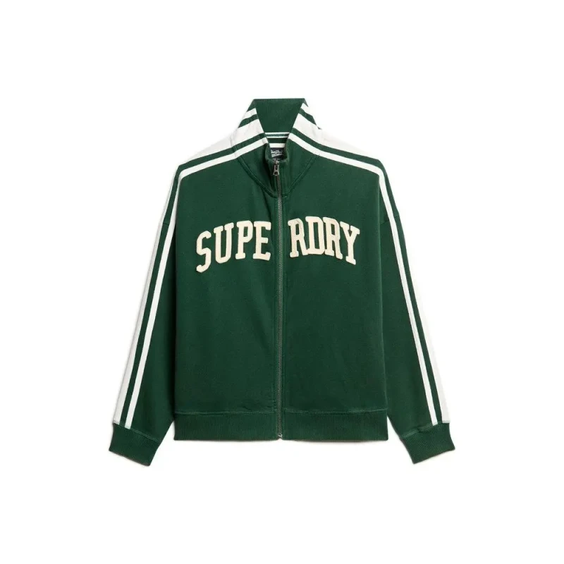Image of Superdry Womens zip-up track jacket with applique pattern Superdry Athletic Essentials Vert Female L