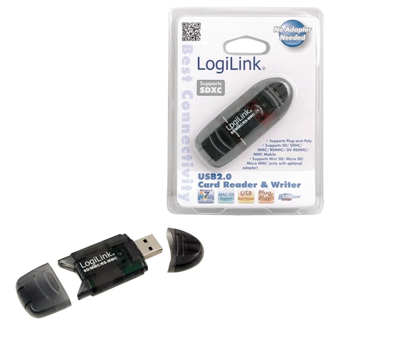 Image of LogiLink Cardreader USB 2.0 Stick external for SD/MMC card reader Blac