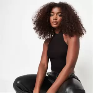 Image of Missguided Halterneck Sheer Knit Crop Top - Black