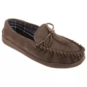 Image of Sleepers Mens Adie Real Suede Moccasin Slippers (7 UK) (Brown)