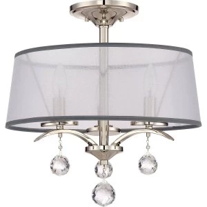 Image of 3 Light Semi Flush/Pendant - Imperial Silver Finish, E14