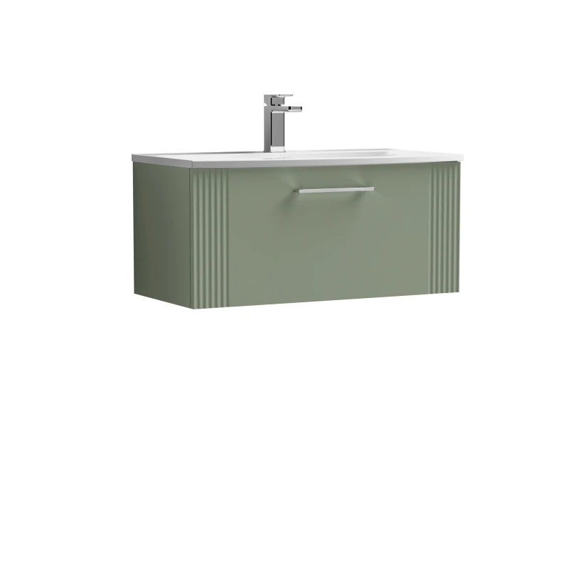 Image of Balterley 1 Drawer Wall Hung Vanity Unit Curved Basin Green 800mm Green