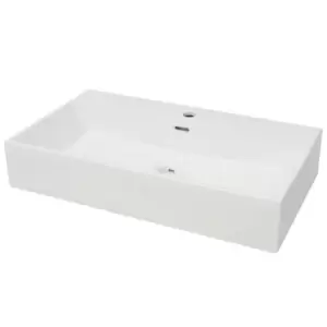 Image of VidaXL Large Ceramic Basin with Faucet Hole - White