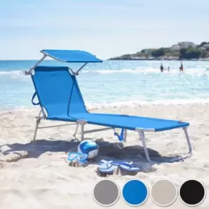 Image of Tectake Sun Lounger With Sun Shade Blue