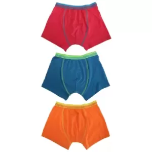 Image of TF Kids By Tom Franks Boys/Childrens Trunks Underwear (3 Pack) (11/12 Years) (Red/Orange/Blue)