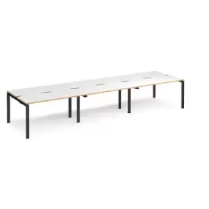 Image of Bench Desk 6 Person Rectangular Desks 4200mm With Sliding Tops White/Oak Tops With Black Frames 1200mm Depth Adapt