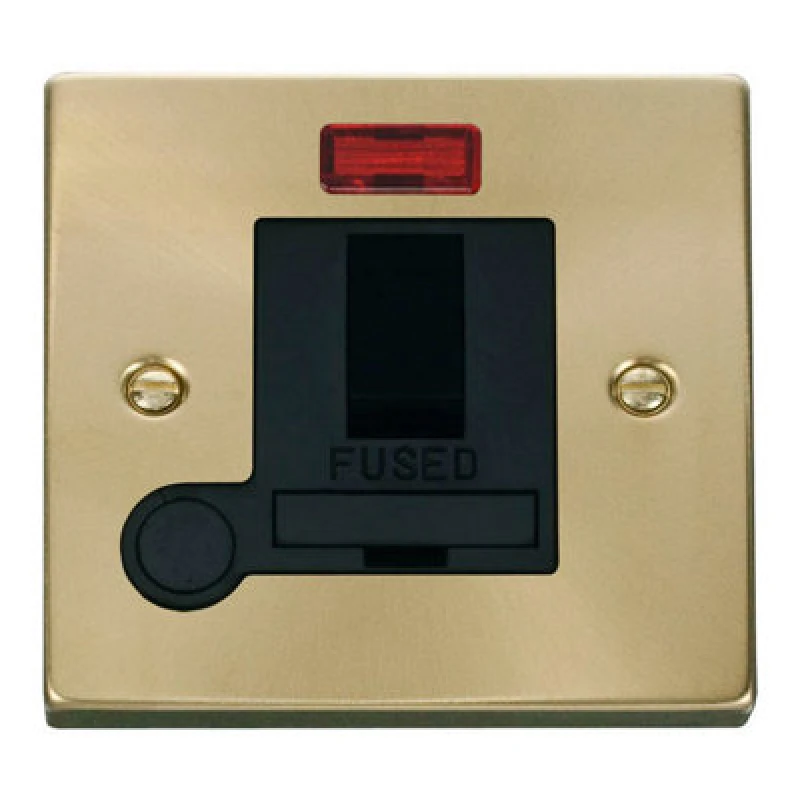 Image of SE Home Satin / Brushed Brass 13A Fused Connection Unit Switched With Neon With Flex Gold