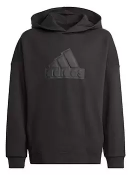 Image of adidas Unisex Junior Future Icons Badge Of Sport Logo Hoodie - Black, Size 11-12 Years