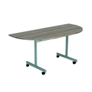 Image of D-End Tilt Table 1400 x 700mm Grey Oak/Silver KF822431