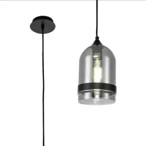 Image of Luminosa Pendant 15cm Dome, 1 x E27 (Max 20W), Matt Black & Smoke