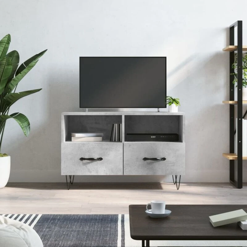 Image of Vidaxl TV Cabinet Concrete Grey 80X36X50 Cm Engineered Wood, Grey 828968