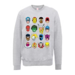 Image of Marvel Comics Faces Colour Mens Grey Sweatshirt - M - Grey