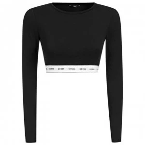 Image of Guess Core Logo Crop Top - Black JBLK