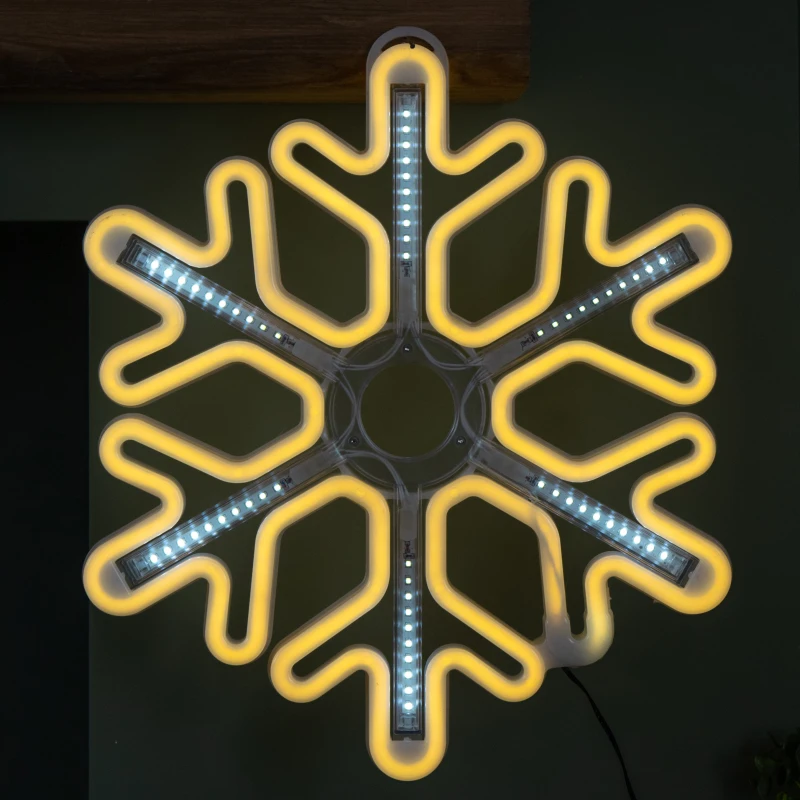 Image of 40cm Light up Neon Flex Christmas Snowflake with Shooting Star Effect and LEDs