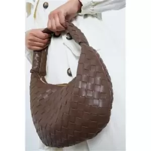 Image of I Saw It First Brown Woven Oversized Shoulder Bag - Brown