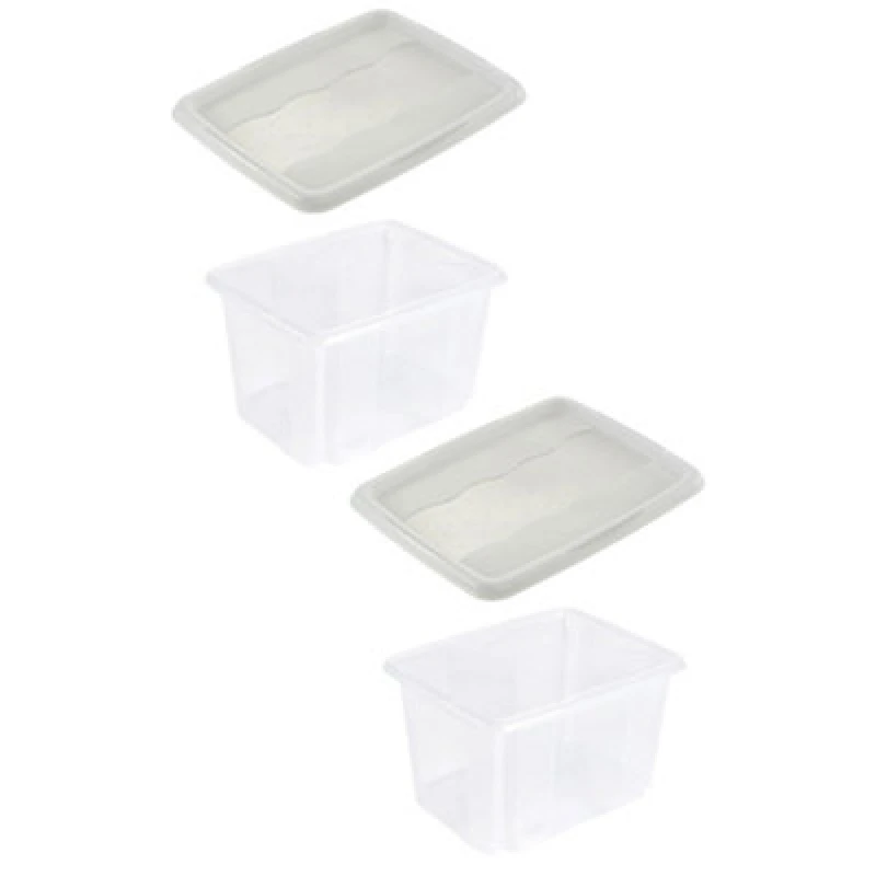 Image of Keeeper Set of 2 Storage Box 30 Litre with Lid Turn Around Stacking System Clear unisex