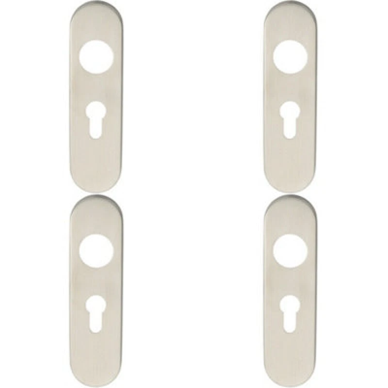 Image of Loops 4x PAIR Radius Lock Euro Cylinder Plate Cover 170 x 45 x 8mm Satin Steel Metallics unisex