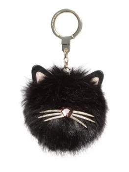 Image of Kate Spade New York Cat pouf keyring Black