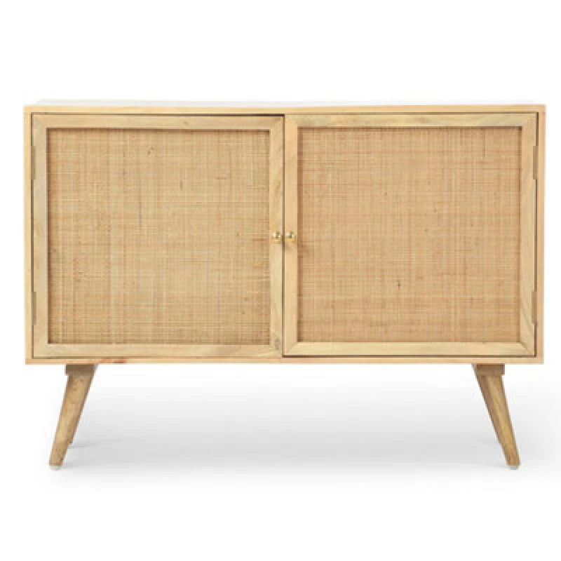 Image of Desser Manhattan Sideboard 2 Door Mango Wood & Cane Webbing In Natural H70Cm X W100Cm X D40Cm