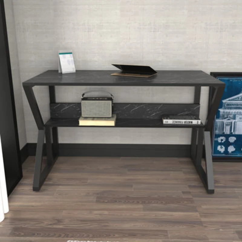Image of Decorotika Wake Study And Writing Desk Black Marble Effect And Black