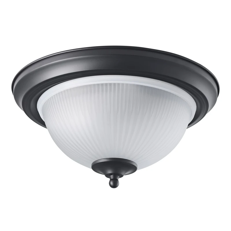Image of Happy Homewares Traditional IP44 Bathroom Ceiling Light With Stylish Glass Shade in Black Unisex